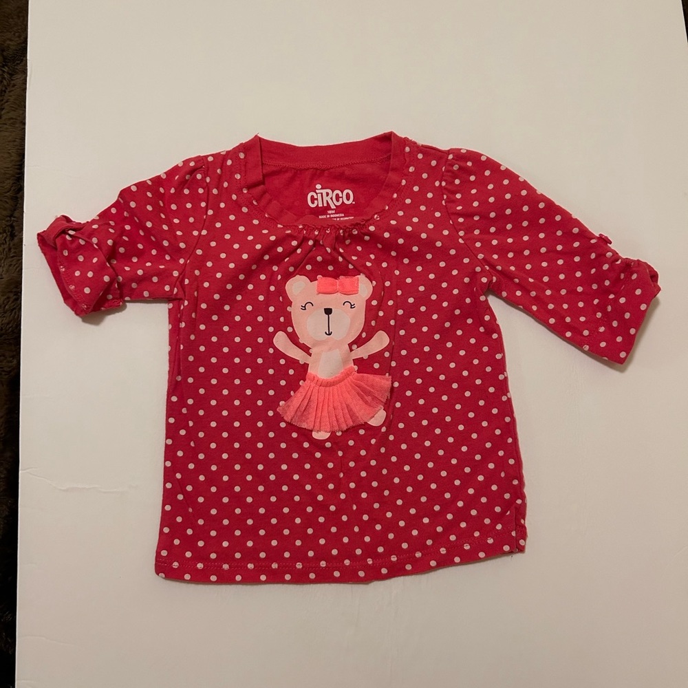 Circo girls 18 mth ballerina bear hot pink white polka dots adjustable sleeve